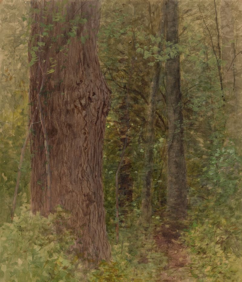 Close-up of trees in forest by Albert Fitch Bellows, oil painting