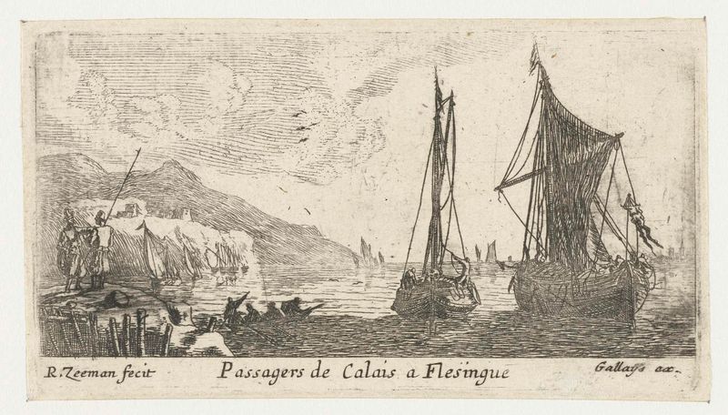 Gravura de Reinier Nooms mostrando navios navegando em mares agitados