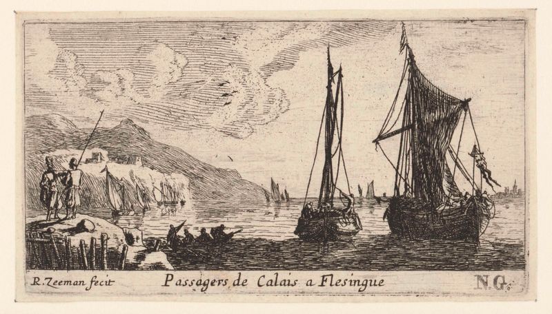Gravura de Reinier Nooms mostrando barcos em água calma