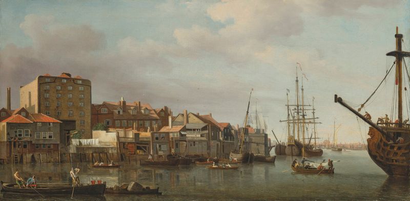 View of the Thames at Wapping, oil on canvas by Samuel Scott