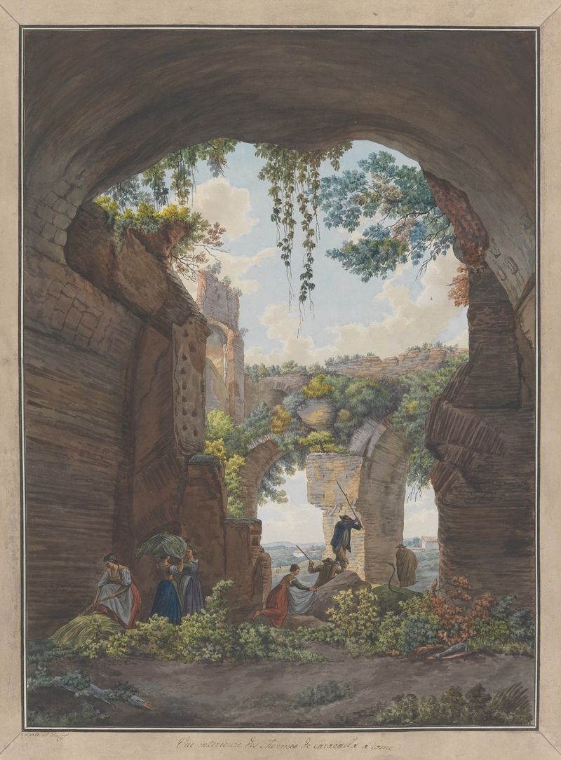 Interior das Termas de Caracalla, pintura a óleo de Abraham-Louis-Rodolphe Ducros