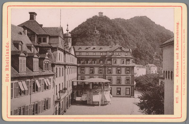 Paisagem de um spa em Bad Ems, óleo sobre tela de Unknown Artist