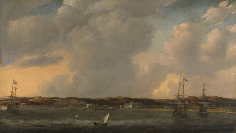 Paisaje de Túnez con colinas, óleo sobre lienzo de Reinier Nooms