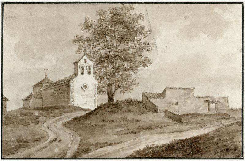 Ruïne van een kerk in La Manche, óleo sobre lienzo de Otto Howen