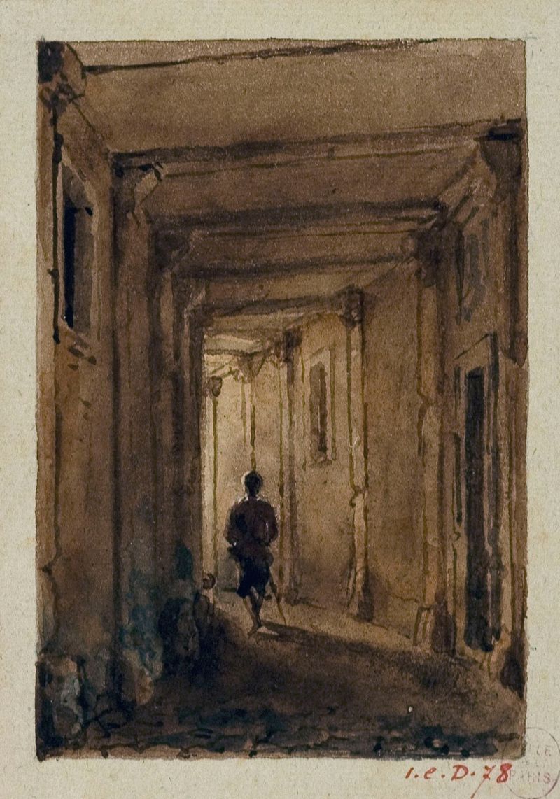 Passage des Jacobins, rue Saint Jacques, óleo sobre tela de Auguste-Sébastien Bénard