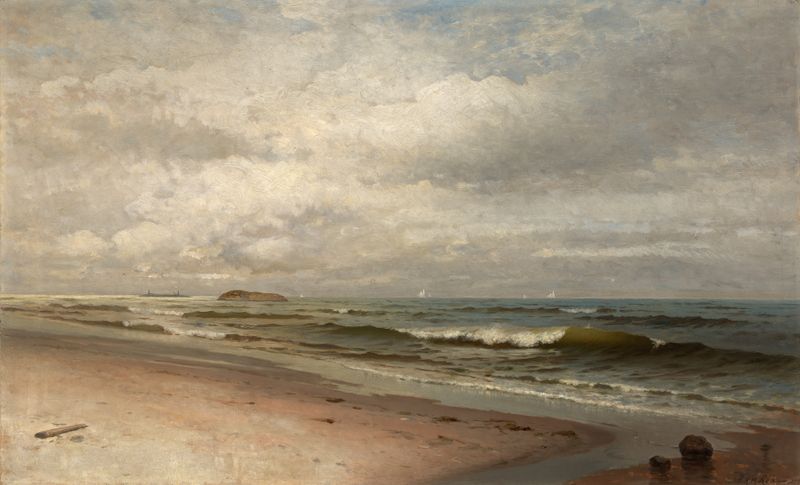 Cena marinha com ondas e céu de Frank Knox Morton Rehn, pintura a óleo