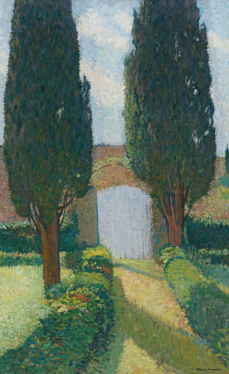 Le Jardin De Marquayrol de Henri Martin, óleo sobre tela que retrata um jardim vibrante com flores