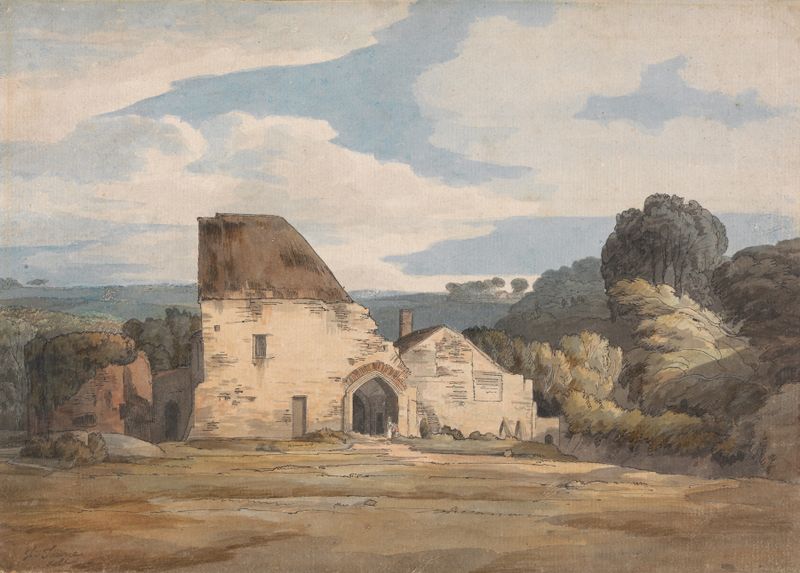 Dunkerswell Abbey de Francis Towne, paisagem com ruínas, pintura a óleo