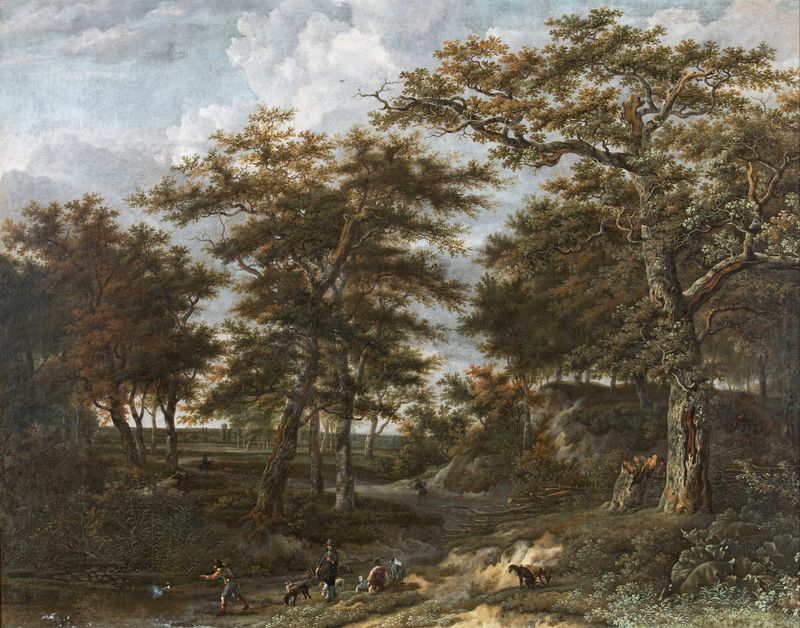 Paisaje con cazadores de Adriaen Hendriksz. Verboom, óleo sobre lienzo