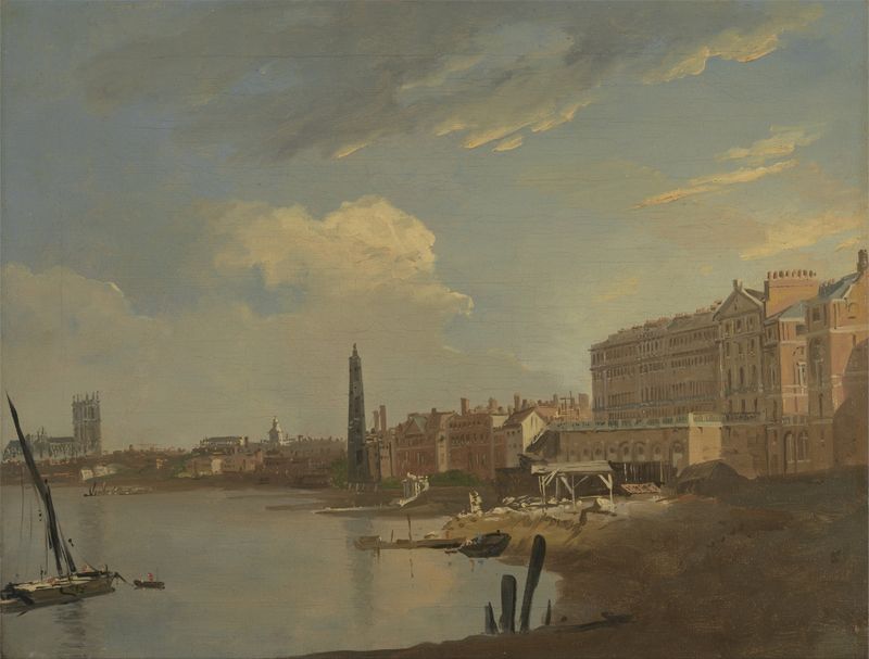 Landscape of the Thames and the Adelphi by William Hodges, oil painting