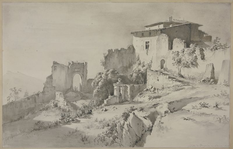 Landscape near Dargoire, etching by Jean-Jacques de Boissieu, featuring hills and clouds.