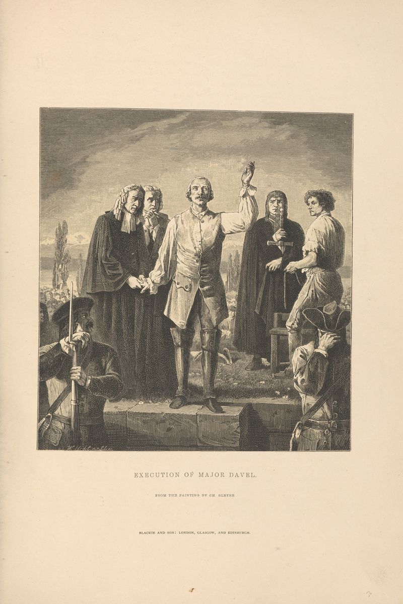 A Execução do Major Davel de Theodor Gsell Fels, pintura a óleo com figuras sombrias e um executor.