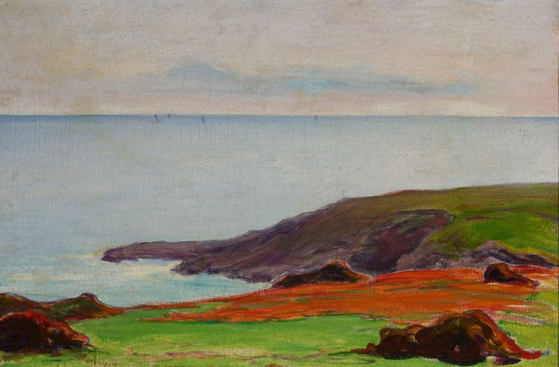 O Mar na Primavera, óleo sobre tela de Władysław Ślewiński, retratando ondas e um horizonte sereno.