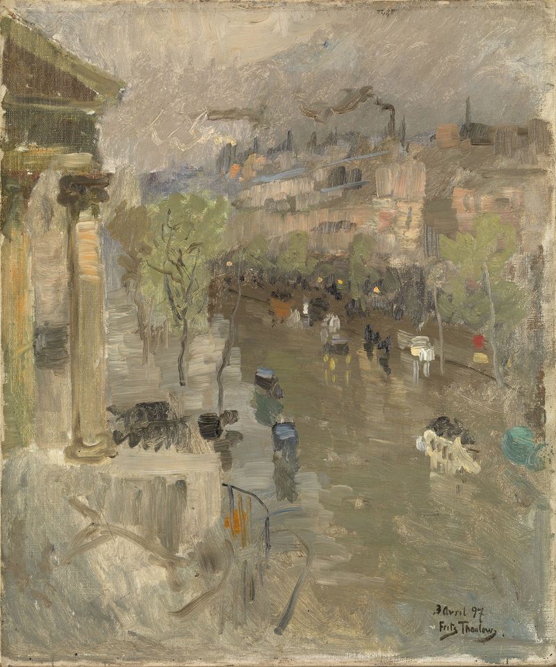 Paisagem perto da Igreja da Madeleine por Frits Thaulow, óleo
