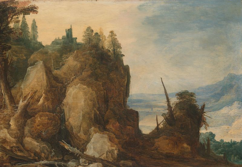 Paisagem com montanhas e vales de Joos de Momper, pintura a óleo