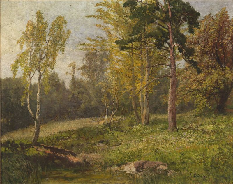 Waldlandschaft by Konrad Petrides, a romantic landscape in unknown medium