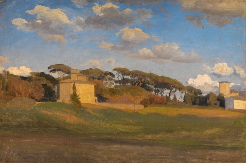 Verde exuberante e a Casina di Raffaello, pintura a óleo de Johann Wilhelm Schirmer