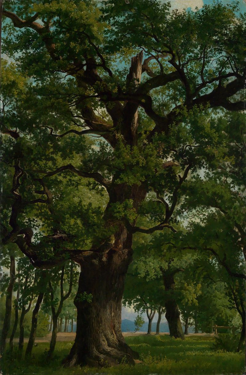 Eiche by Emil Lugo, oil painting depicting a gnarled oak tree in a serene landscape