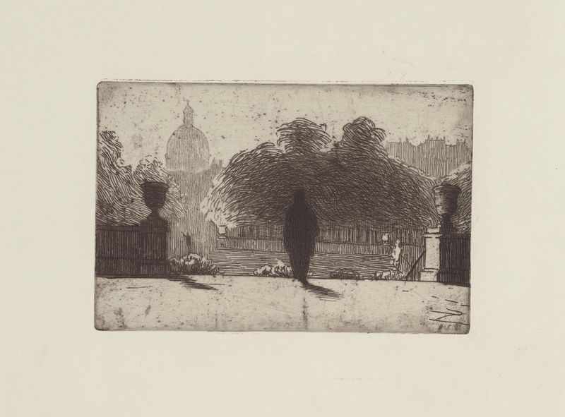 Landscape of Luxembourg Gardens with the Panthéon, oil painting by Félix Vallotton
