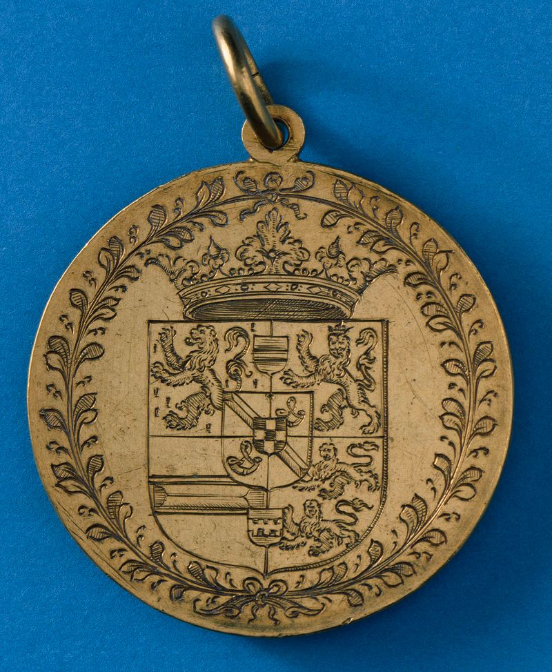 Medalla honoraria otorgada por Federico Enrique a Piet Hein, metal, artista desconocido