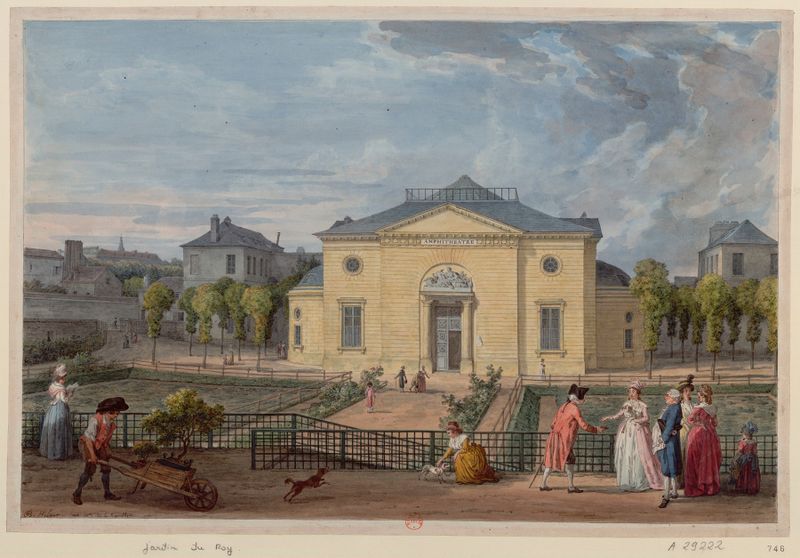 Landscape featuring an amphitheater and garden, oil painting by Jean-Baptiste Hilaire