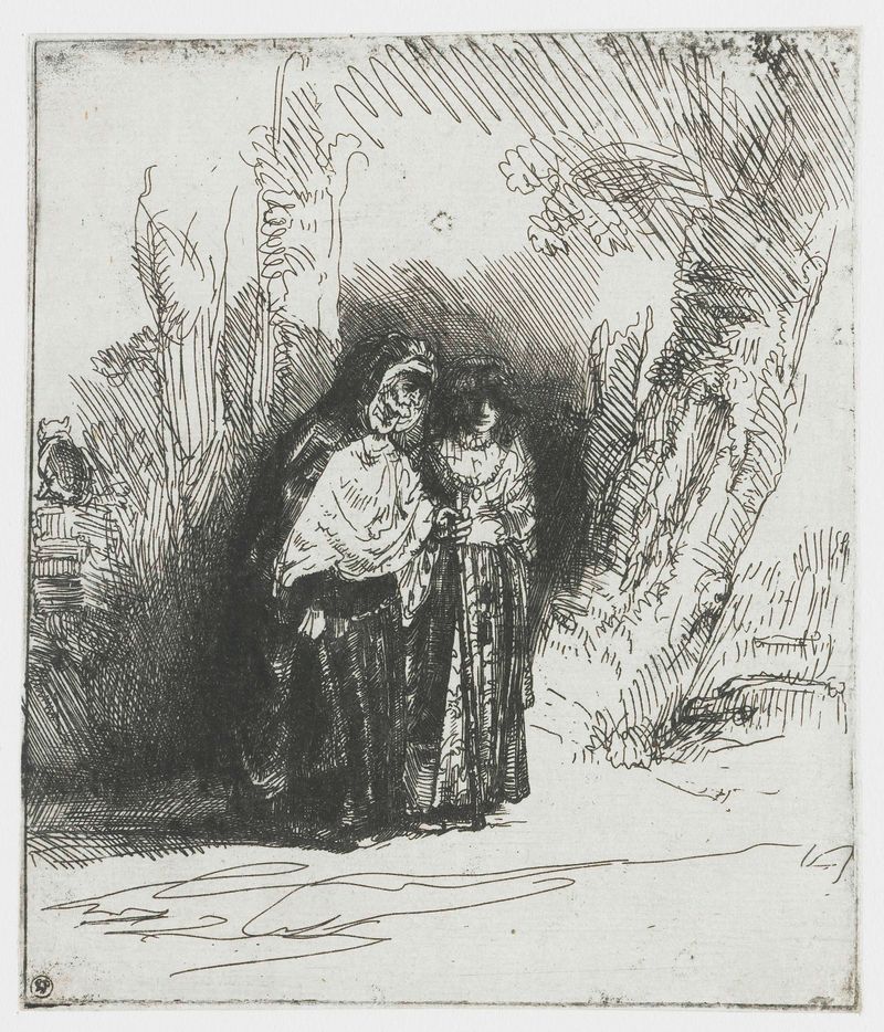 Grabado de Preciosa, una gitana en atuendo de seda, de Rembrandt van Rijn