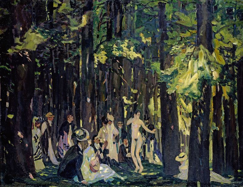 Sommertag by Albert Weisgerber, oil on canvas depicting a figure in a summer landscape.