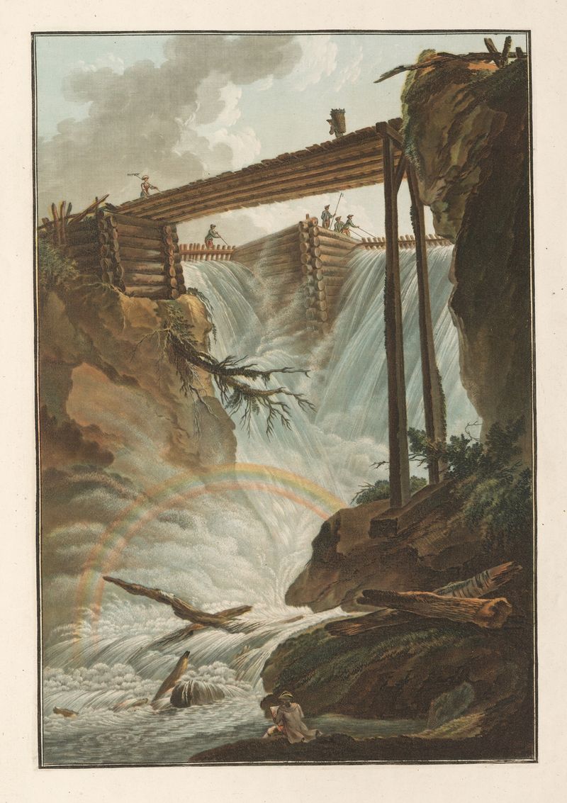Cascada en Chute de la Tritt dans la Vallée de Muhle-thal de Caspar Wolf, pintura al óleo