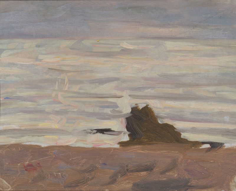 Grey Sea Arild by Richard Bergh, oil painting depicting a grey sea with gentle ripples.