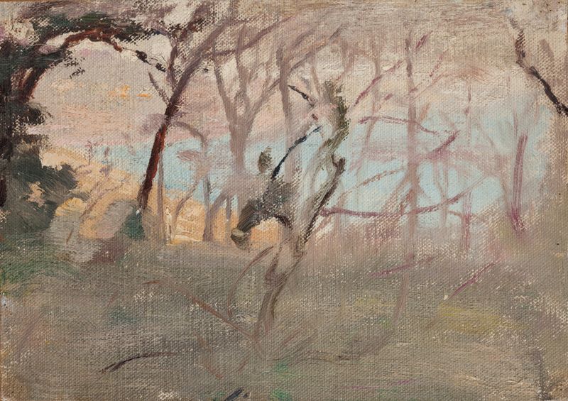 Paisagem costeira com mar e céu, pintura a óleo de Jan Ciągliński