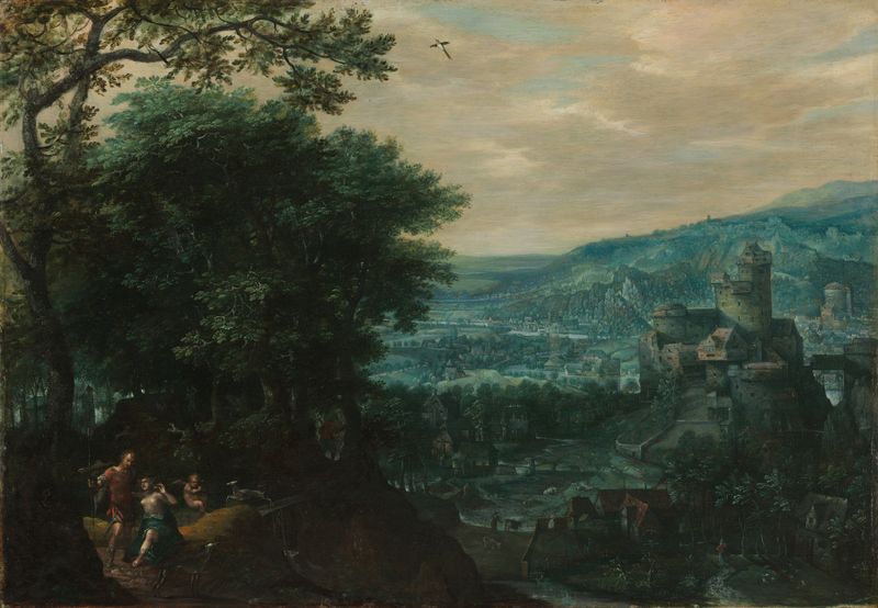 Landscape with Venus and Adonis, oil painting by Gillis van Coninxloo