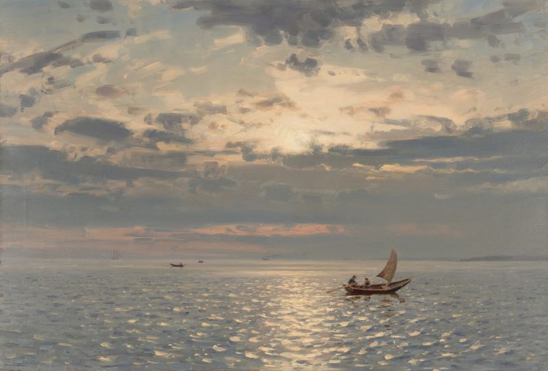Solspeil de Amaldus Nielsen, un paisaje impresionista con luz radiante.