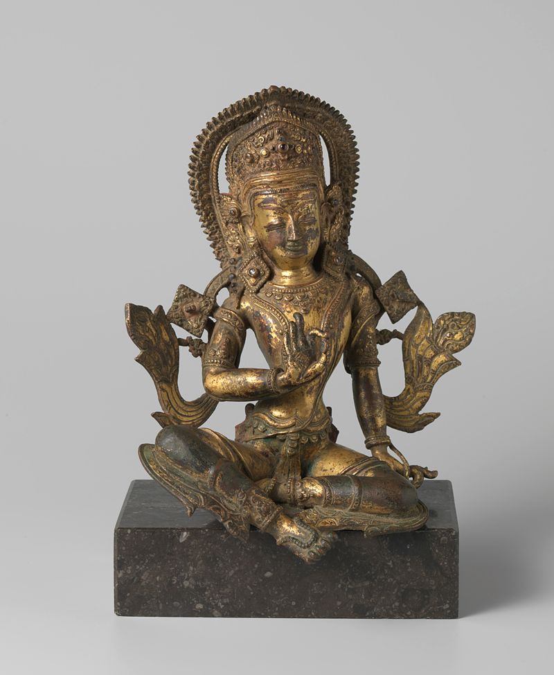 Escultura de bronce de Indra e Indrani por un artista desconocido