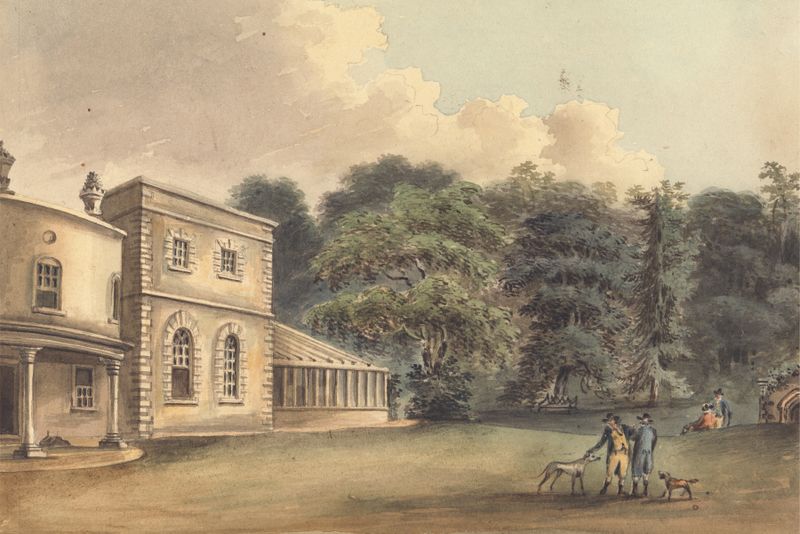 Arquitetura de Pit-Palace, Epsom por John Hassell, pintura a óleo