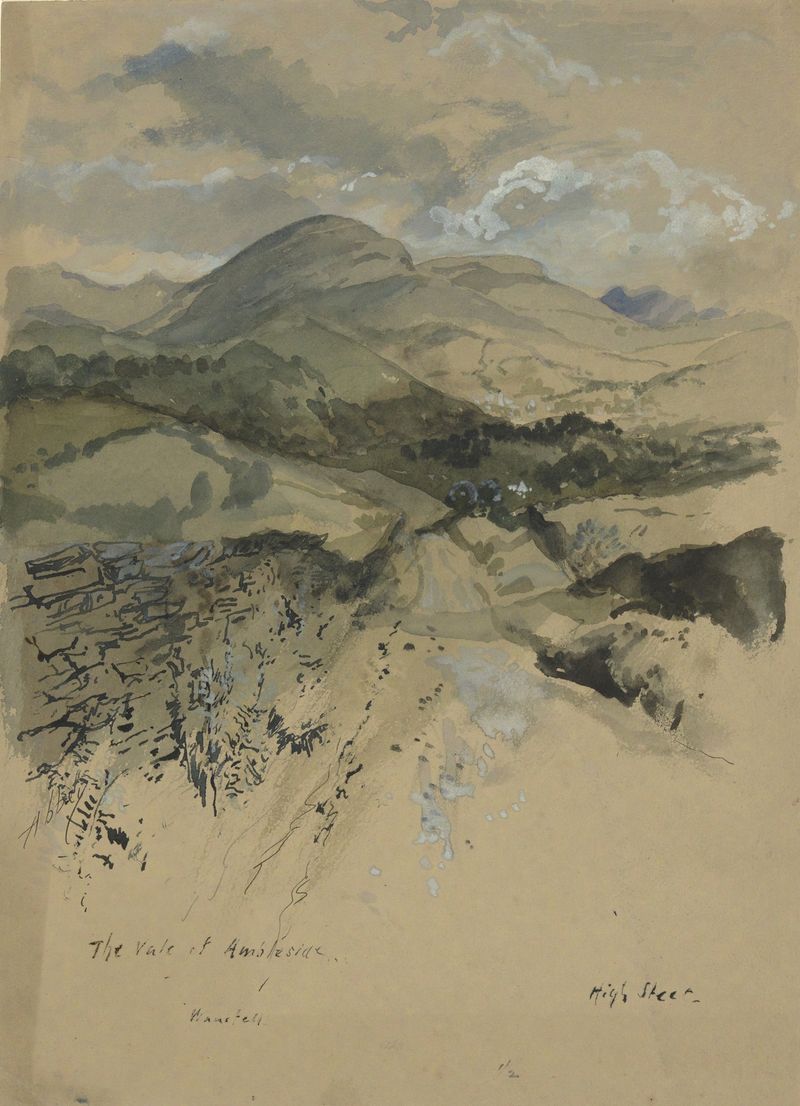 Paisagem do Vale de Ambleside, óleo sobre tela de Edwin Austin Abbey