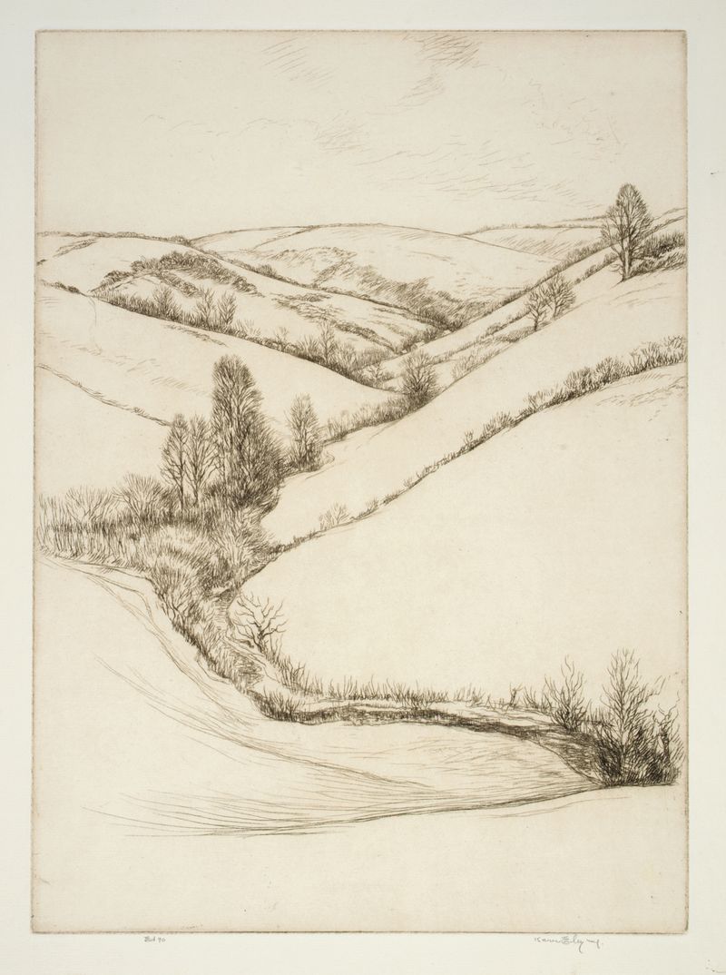 Paisagem da primavera na Cornualha por Kerr Eby, pintura a óleo