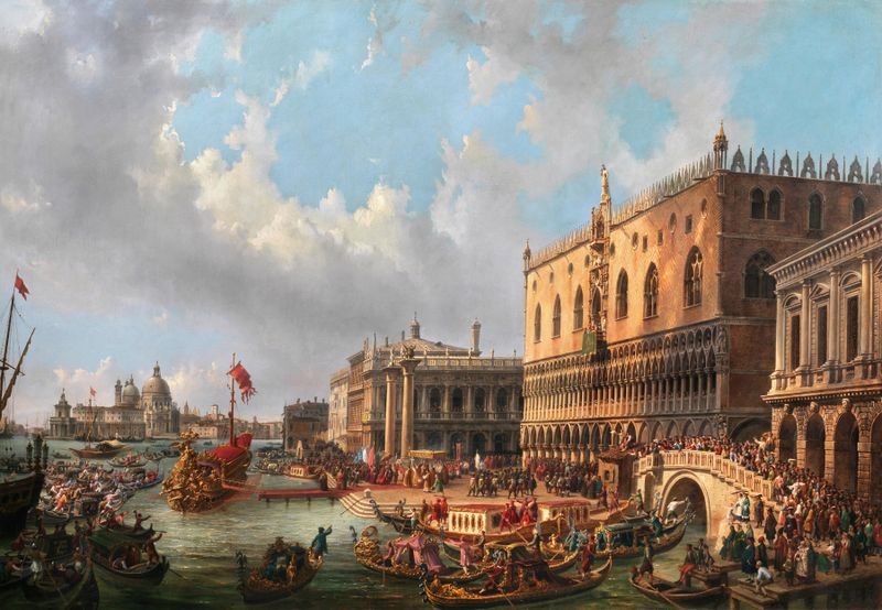 The Blessed Doge Francesco Morosini em 1693, óleo sobre tela de Luigi Querena