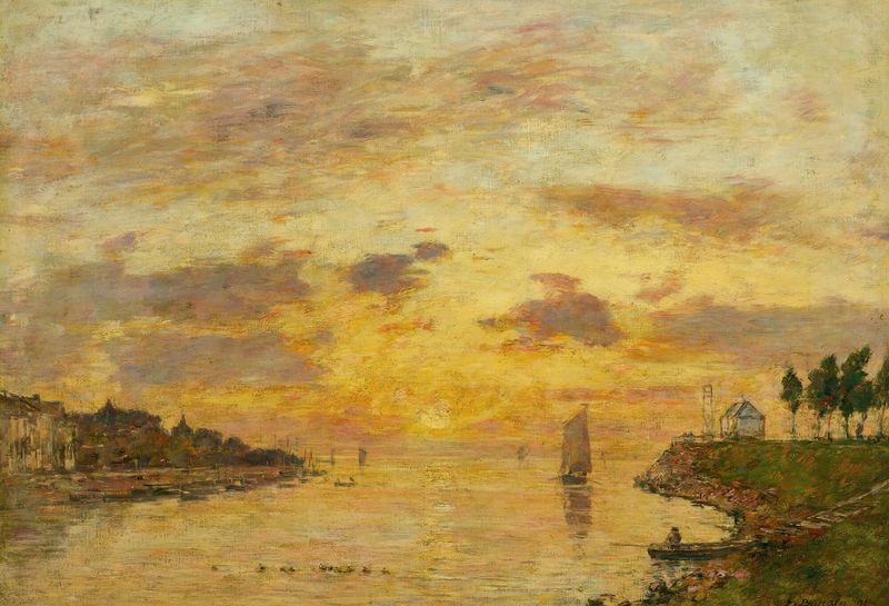 Paisagem de Saint-Valéry-Sur-Somme, óleo sobre tela de Eugène Boudin