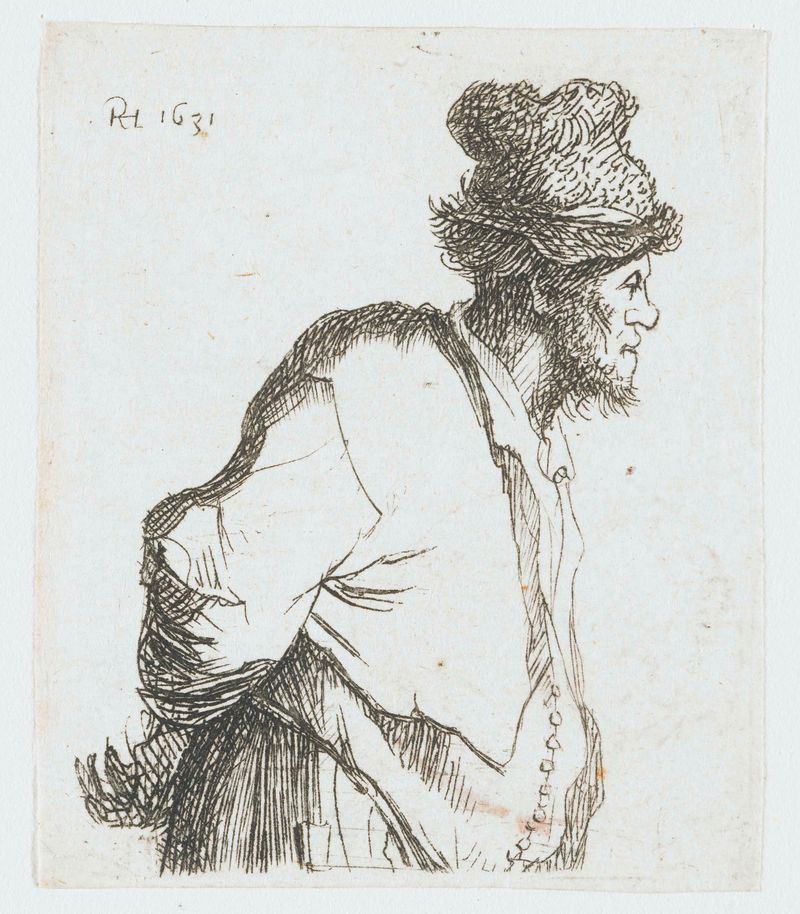 Peasant with his hands behind his back, grabado de Rembrandt van Rijn