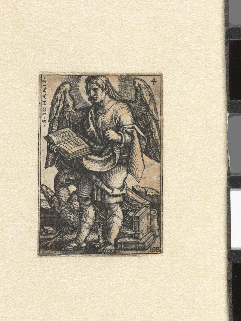Gravura de Hans Sebald Beham retratando Johannes de Evangelist em contemplação