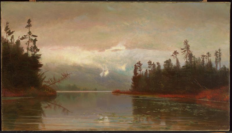 Lake reflecting the sky, oil painting by Homer Dodge Martin