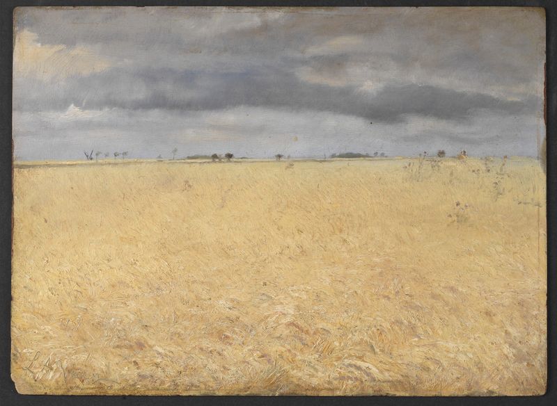 A Rye Field near Ring Village by Laurits Andersen Ring, oil on canvas depicting golden rye under sunlight.