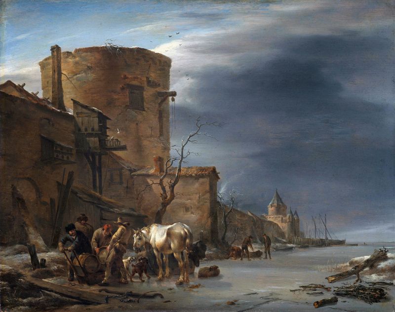 The City Wall of Haarlem in the Winter, oil painting by Nicolaes Pietersz Berchem