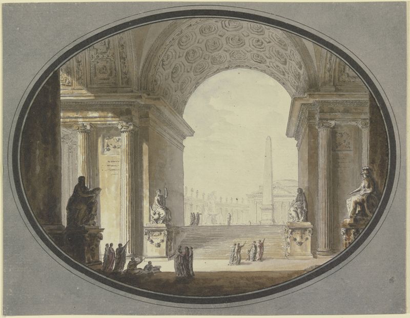 Cena de arquitetura neoclássica, óleo sobre tela de Jacques-François Blondel