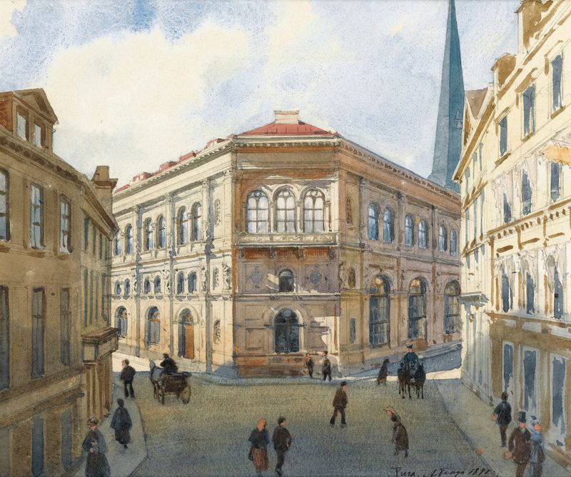 Architecture of the Riga Stock Exchange, oil painting by Albert Nikolaevich Benois