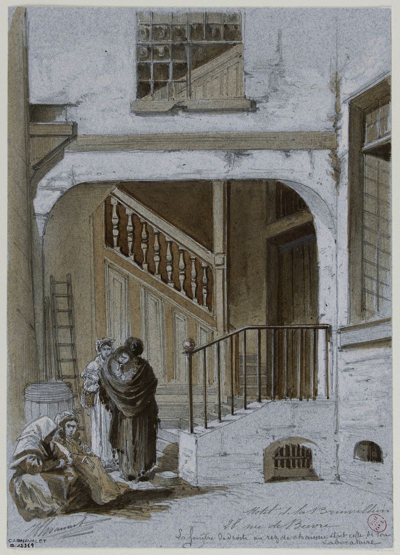 Staircase in a Parisian alley, oil painting by Jules-Adolphe Chauvet