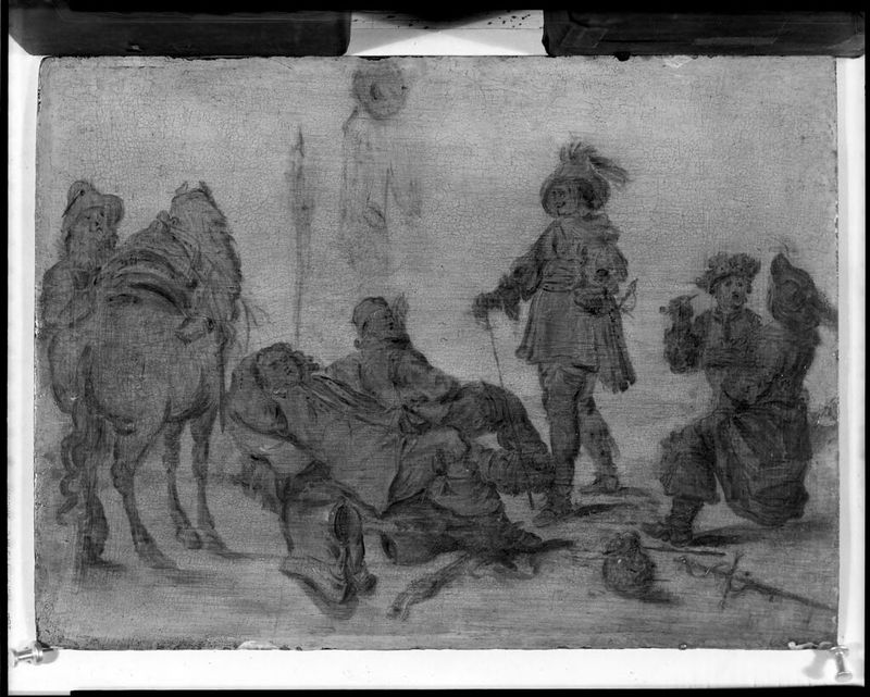 Group of Men and Horse, oil on panel by Adriaen van de Venne