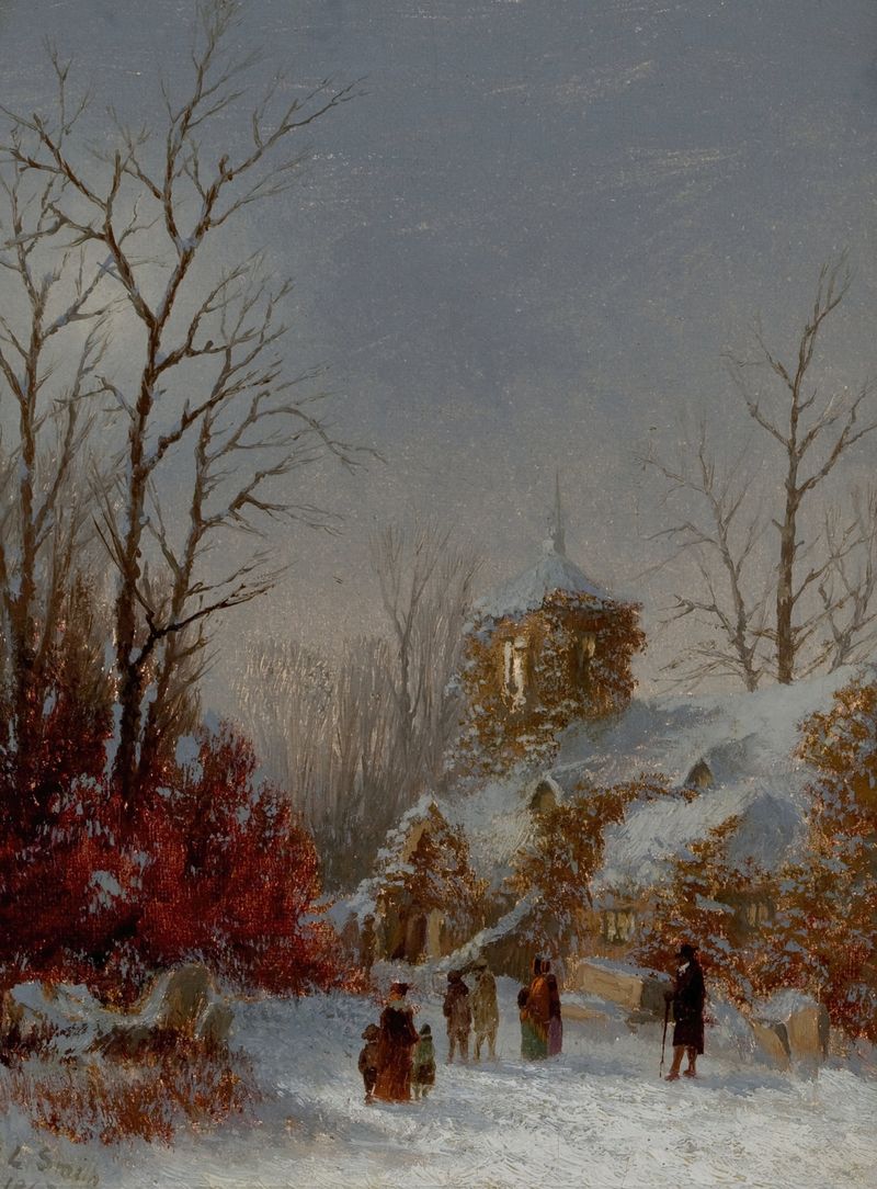 Religious scene with candlelight by Thomas Lochlan Smith, 1867