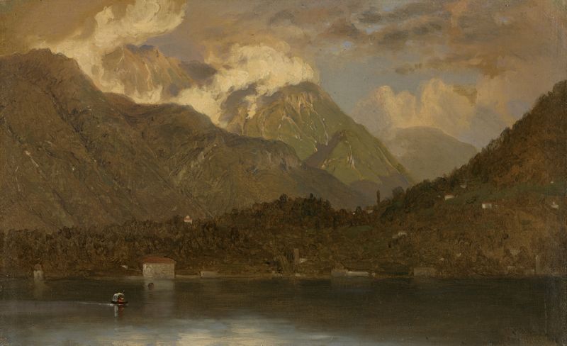 Lake Como landscape by John Ferguson Weir, oil painting