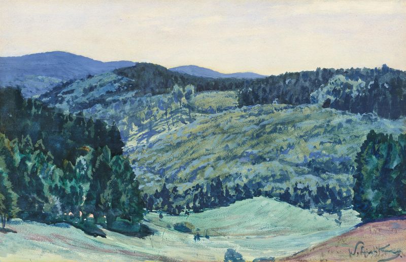 Landschaft mit Blick auf den großen Inselberg, oil on canvas by Walter Leistikow